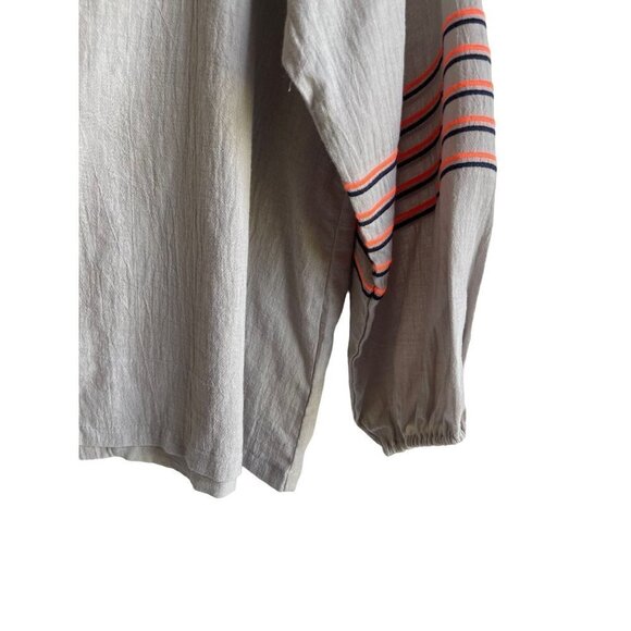 Hayden Size Medium 100% Cotton Gray Embroidered Bohemian Tassel Peasant Top - Picture 8 of 9